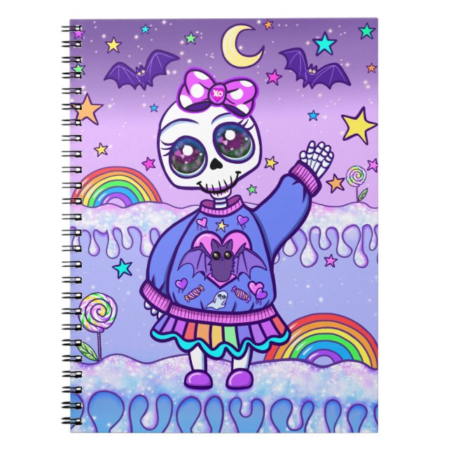 Mignonne mais Éffrayante Skeleton Girl Carnet Spir (Devant)