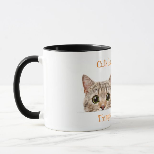 Mignonne Mais Psycho Chat 11oz Mug à café à deux t (Gauche)