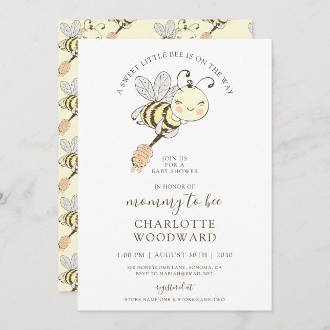 Mignonne Maman À Être Baby shower Invitation (Devant / Derrière)