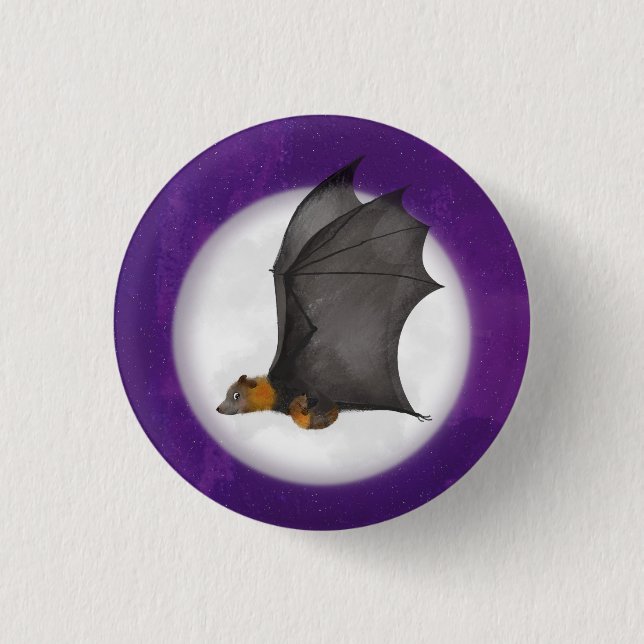 Mignonne maman et bébé chauve-souris badge rond (Devant)