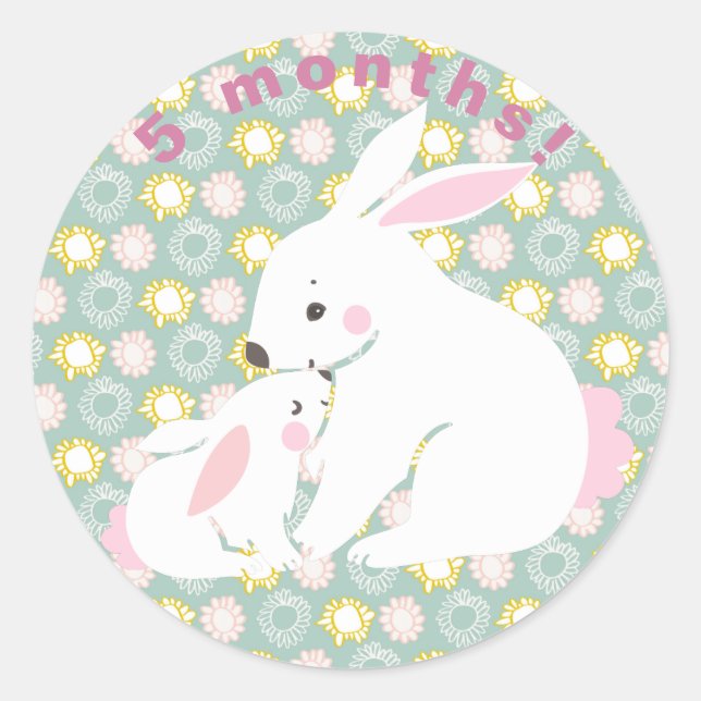 Mignonne mère et bébé lapin Stickers Milestone (Devant)