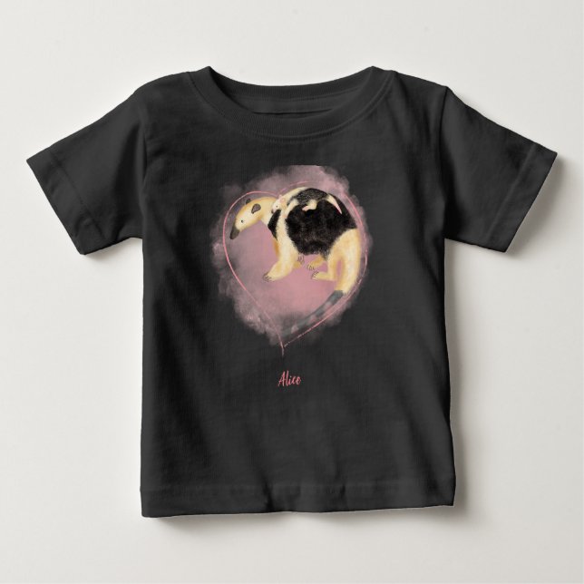 Mignonne mère et bébé tamandua bébé T-shirt (coule (Devant)