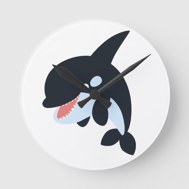 Mignonne Merry Cartoon Killer Whale Horloge murale (Recto)