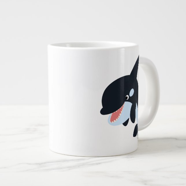 Mignonne Merry Cartoon Killer Whale Jumbo Mug (Devant droit)