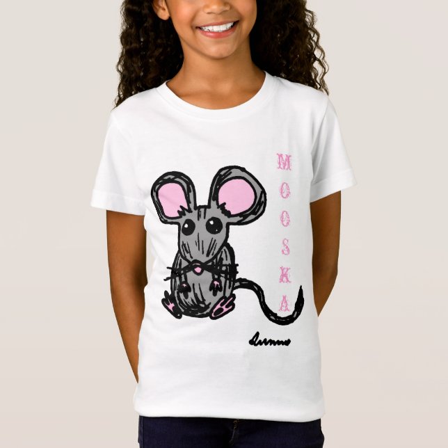Mignonne Mooska Souris Filles Bébé Poupée T-shirt (Devant)