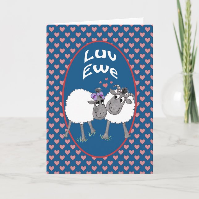 Mignonne mouton, Luv Ewe Carte de voeux romantique (Devant)