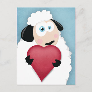 Mignonne Mouton tenant Love Heart Cartes postales