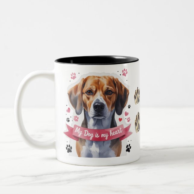 Mignonne Mug à deux tons Amoureux de les chiens (Gauche)