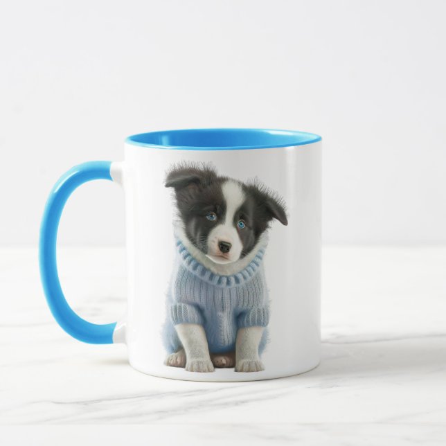 Mignonne Mug Chien avec Veste Bleue et Drôle "Asse (Gauche)