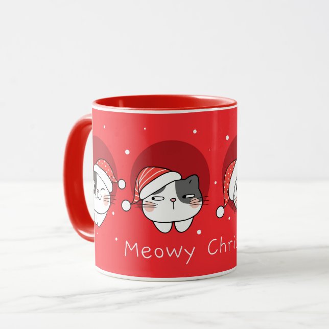 Mignonne Mug de chats de Noël (Devant gauche)