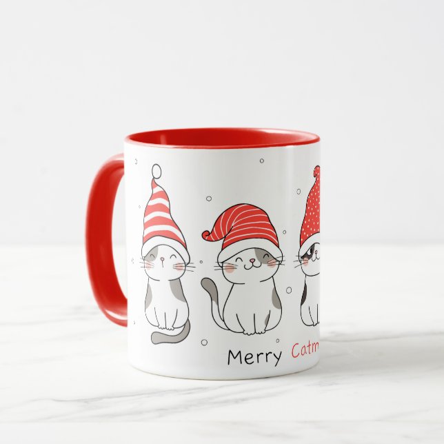 Mignonne Mug de chats de Noël (Devant gauche)