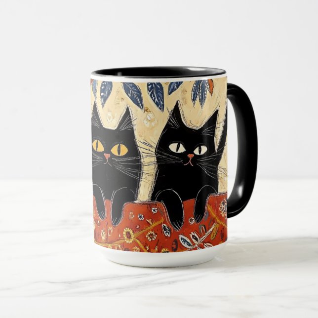 Mignonne Mug de chats noirs (Devant droit)
