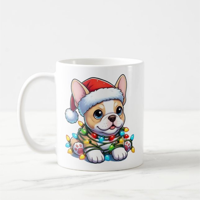 Mignonne Noël Chien-taureau français Mug (Gauche)