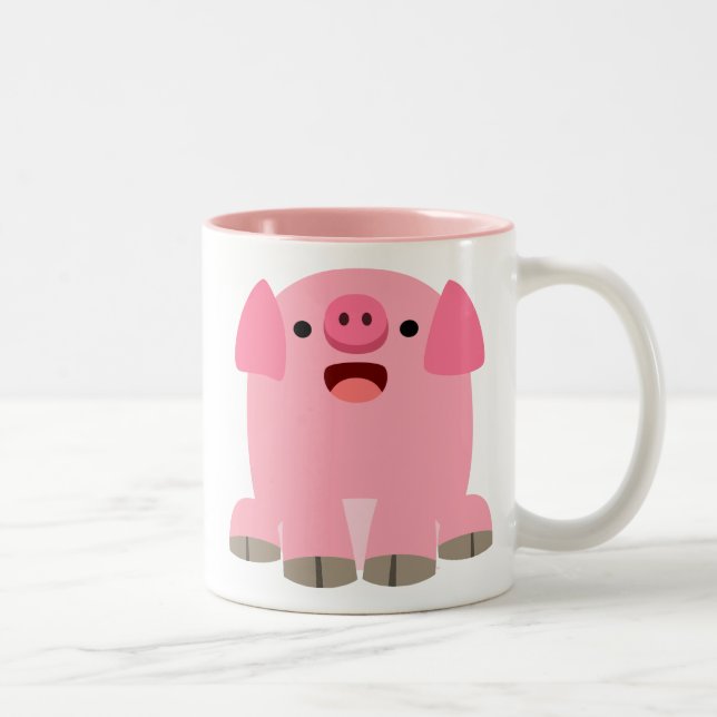 Mignonne Oinking Cartoon Cochon Mug (Droit)