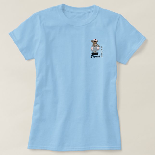 Mignonne ours en peluche Nom personnalisé T-shirt  (Design devant)