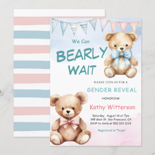 Mignonne Ours Genre Révéler Baby shower Invitation