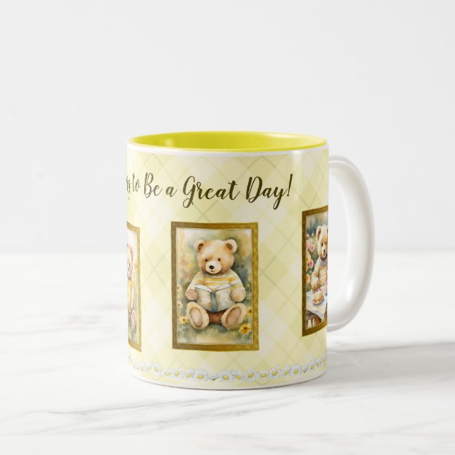Mignonne Ours Teddy Jaune Grand Jour Mug Amusant J (Devant droit)