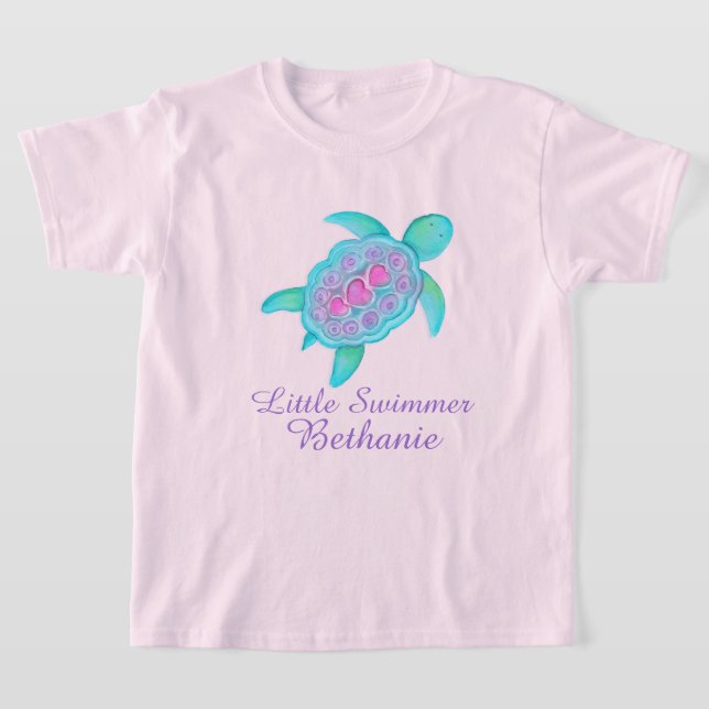 Mignonne petite nageuse filles aqua rose t-shirt t (Poser)