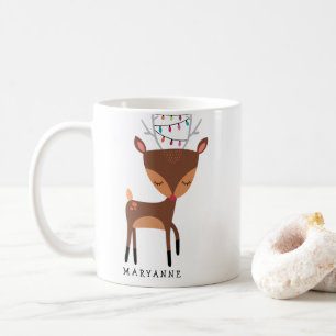 Mignonne Petite Rindeer Lumières Noël Mug