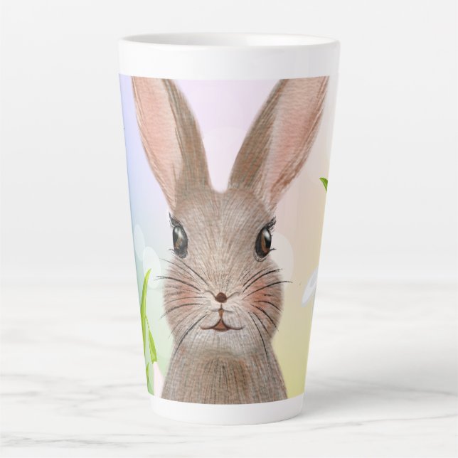 Mignonne printemps aquarelle lapin lapin latte Mug (Devant)