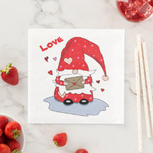 Mignonne rouge avec serviettes en papier de coeur