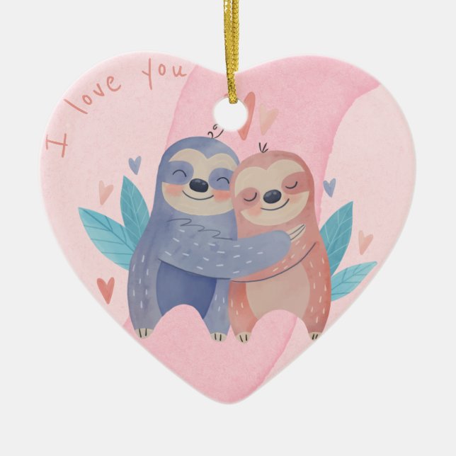 Mignonne Saint Valentin ornement en céramique (Devant)