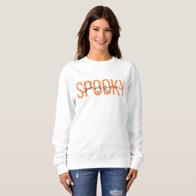 Mignonne saison Éffrayante Halloween Sweatshirt (Devant entier)