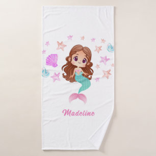 Mignonne sirène aux cheveux foncés pour enfants