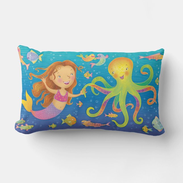 Mignonne sirène dansante et oreiller à lancer de p (Recto)