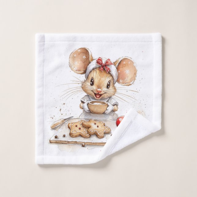 Mignonne souris Chef Noël (Gant de toilette)