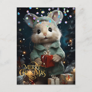 Mignonne souris. Félicitations. Carte postale