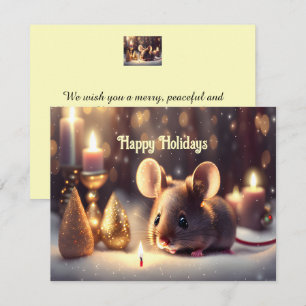 Mignonne souris fête Noël - Carte de vacances