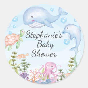 Mignonne sous le Baby shower de mer Favor Sticker