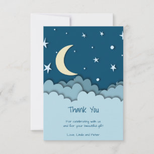 Mignonne sur la lune Merci bleu foncé Baby shower