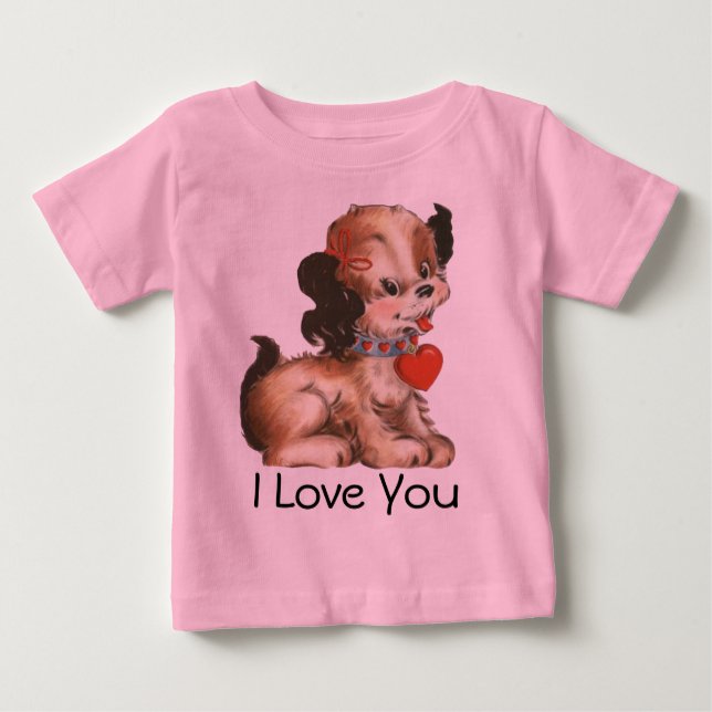 Mignonne T-shirt Valentine Chiot pour bébé (Devant)