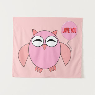 Mignonne Tapisserie de hibou rose Je t'aime