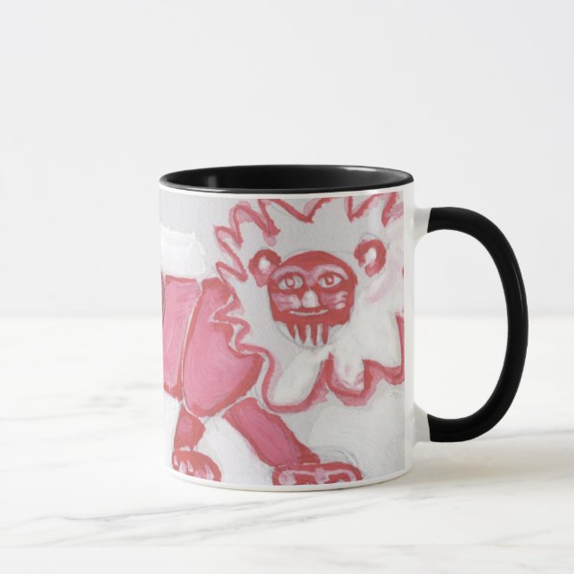 mignonne tasse à café de lion rouge gras noir (Droite)