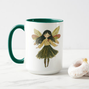 Mignonne tasse de café bicolore Forêt Fée Aquarell