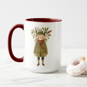 Mignonne tasse de café bicolore forêt fille fée aq