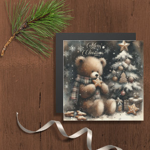 Mignonne Teddy Bear Noël Salutation Carte magnétiq