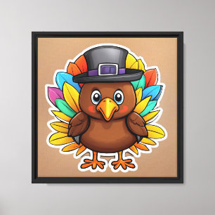 Mignonne Thanksgiving Turquie toile étirée Impress
