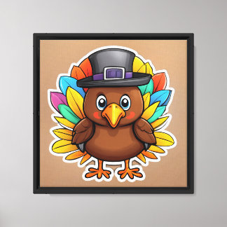 Mignonne Thanksgiving Turquie toile étirée Impress