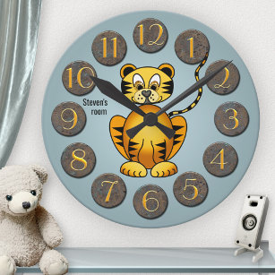 Mignonne Tigre Chambre Enfant Horloge Mur
