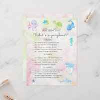 Mignonne Under the Sea Baby shower Phone Game Card
