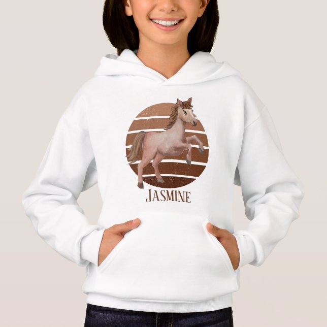 mignonnes filles cheval amoureux ajouter nom Sweat (Devant)
