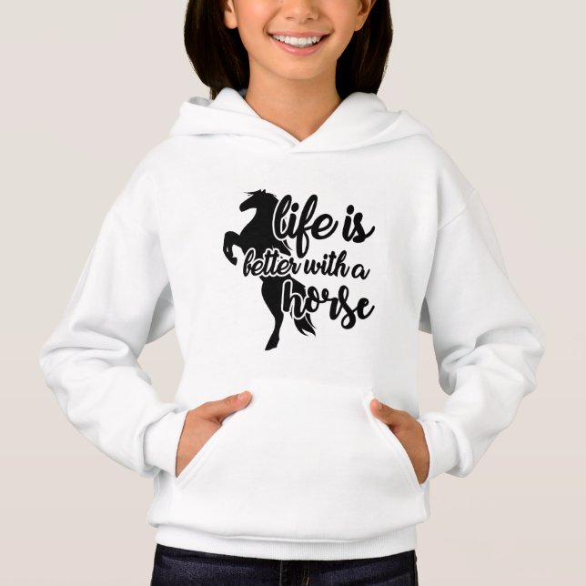 mignonnes filles cheval amoureux vie mot art Sweat (Devant)
