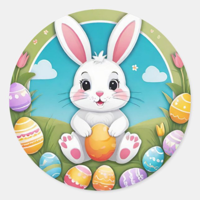 Mignons autocollants colorés et ludiques de lapin  (Devant)