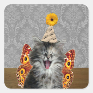 Mignons autocollants de chat riant