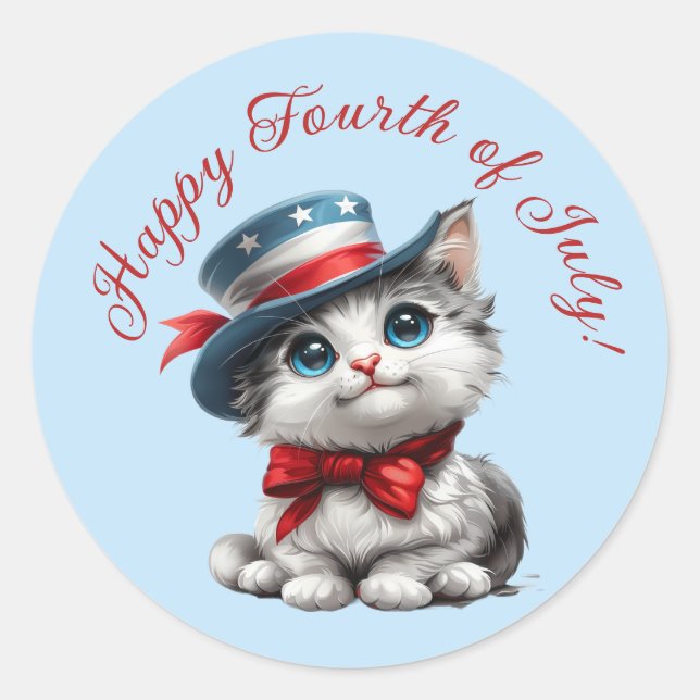 Mignons autocollants de chaton patriotiques du 4 j (Devant)