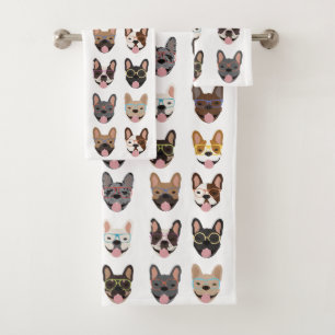 Mignons Bulldogs français portant des lunettes